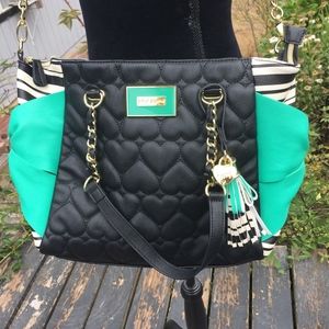 Betsy Johnson Quilted Heart Crossbody Purse Bag